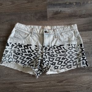 Joe's Jeans Geometric Print Loose Roll Fringe Shorts